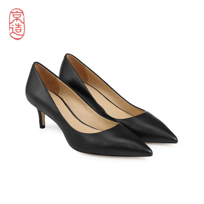 

JZAO Heels for women Commuter pointed high heels Sheepskin black