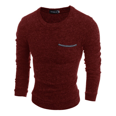 

Zogaa New Men's Knitwear Pure Cotton Slim Long Sleeve Round Collar