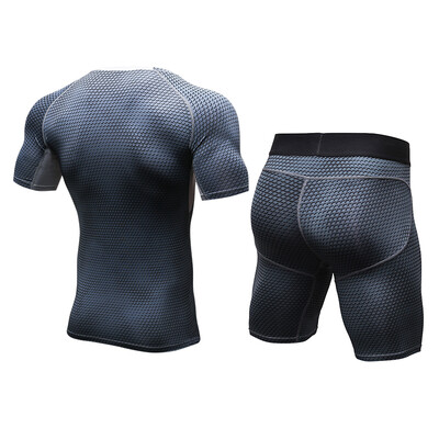 

Running Set Fitness Tight T-shirt Legging Shorts Mens Sportswear Gym Sport Suit