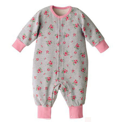 

Baby Boy Girl Winter Floral Warm Jumpsuit Polar Fleece Romper Climbing Clothes