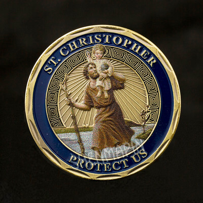 

ST Christopher Patron Saint of Travelers Challenge Coin Prayer Coin Non-currency Coins collectibles Gift