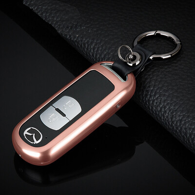 

Dijialun Mazda car key bag buckle Artzma 3 Axela Angkor CZ-5 cx4 special key set aluminum alloy protection key shell leather rose gold