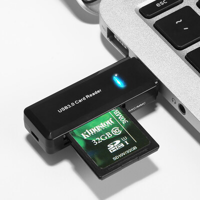

Must be beautiful BUBM USB card reader 30 high speed multi-function multi-function mobile phone tf camera sd memory card mini universal black double card slot
