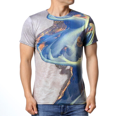 

Mens Casual Pullover Tops Personality Printed Round Neck T-shirts