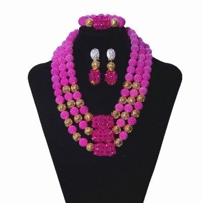 

3 Rows Green India Women Jewelry Set Nigerian Coral Beads Statement Necklace African Bridal Costume Jewellery Set free shipping