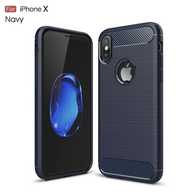 

Goowiiz Phone Case For Iphone 78X Fashion Slim Carbon Fiber TPU Soft Silicone Prevent falling