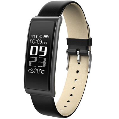 

Smart Bracelet Leather Wristbands Metal Borders Heart Rate Monitor Fitness Tracker Smart Band Blood Pressure Monitor Watch