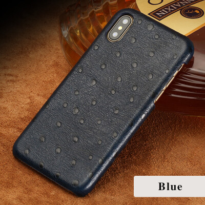 

Genuine Leather Phone Case For iPhone X Case Ostrich Texture Back Cover For 6 6S 7 8 Plus Plus Case