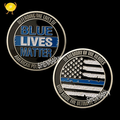 

New custom hero commemorate medal coins silver plated US flag blue life matter challenge coins collectibles
