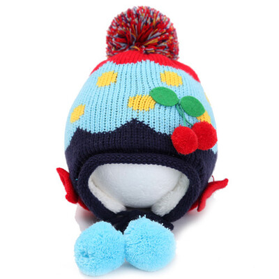 

Buebos Ninos 2015 New Autumn Winter Warm Baby Kid Hat Strawberry Ear Protect Patten Toddler Beanie Cap Soft Crochet Knit Villus Wool Cap