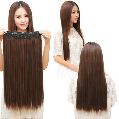 

Fashion 3/4 Full head Clip In Hair Extensions Straight Curly With 5 Clips Long