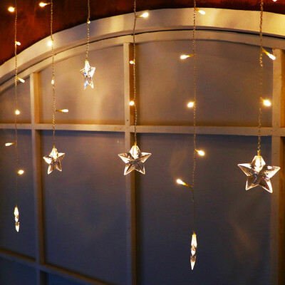 

JULELYS Star LED Curtain Light Christmas Garland Window LED Lights Decoration For Wedding Holiday Party Home Room Festoon Decor