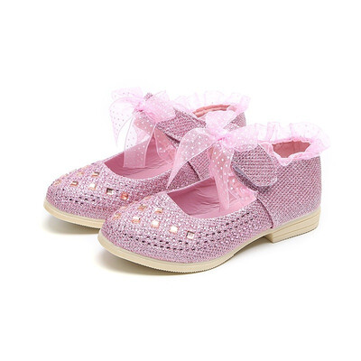 

2018 New Lace Girls Leather Shoes Spring autumn inside 13-15 cm Child girls princess shoes fashion Diamond Girls baby flat shoes