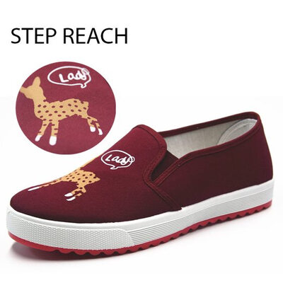 

Women shoes flats lovely student Canvas Shoes Animal Pattern Breathable Comfy Shoes