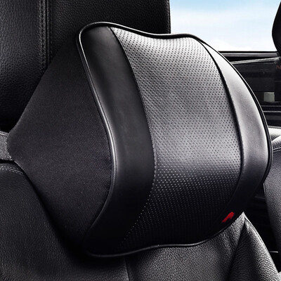 

Wufu Jinniu car headrest space memory cotton breathable leather top layer leather driving office neck pillow elegant black