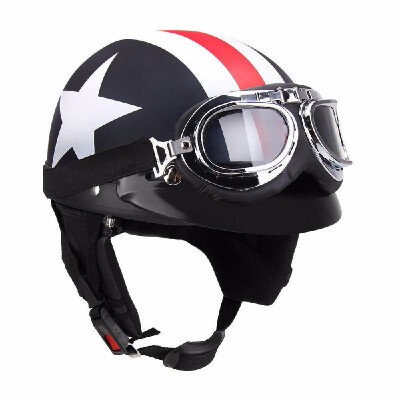 

Half Open Face Motorcycle Helmet with Goggles Visor Scarf Biker Scooter Touring Helmet for Harley