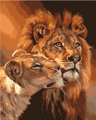 

Animals Love Oil Painting Diy Oil Painting Paint by Numbers Kit on Canvas without Wooden Framed for Adults&Beginners - 2 Lions