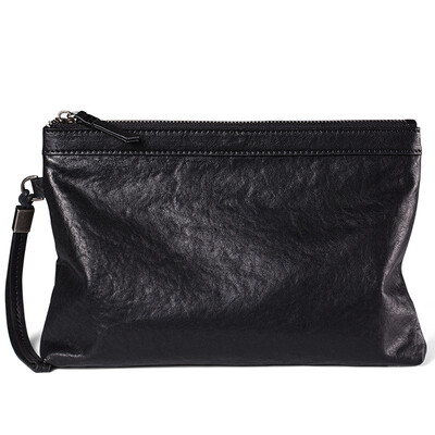 

Pabin top layer vegetable tanned cowhide mens handbag large capacity clutch bag mens leather envelope bag business clutch bag PB336AS black