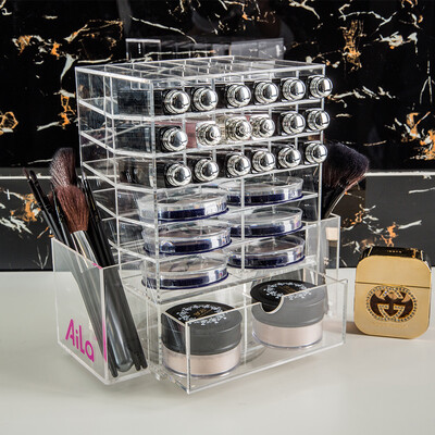 

Aila High Capacity Acrylic 360 Degree Rotatable Lipstick Organizer Косметический макияж Организатор Ювелирные изделия Стенд стойки