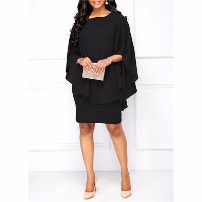 

Women Elegant Cascading Ruffles Designer Dress Summer Evening Celebrity Party Plus Size Dress