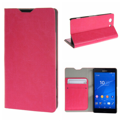 

MOONCASE ЧЕХОЛ ДЛЯ Sony Xperia Z3 Compact ( Z3 Mini ) Leather Wallet Flip Card Holder Bracket Back Pouch Hot pink 01