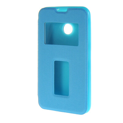 

MOONCASE Side Flip Hard board Slim Leather Bracket Window Case Cover for Microsoft Lumia 530 Blue