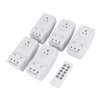 

5 Pack Wireless Remote Control AC Power Outlet Plug Light Switch Socket White
