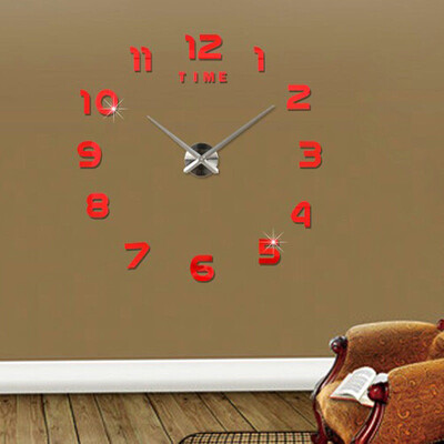 

Modern DIY 3D Surface Wall Clock Luxury Mirror Home Crystal Office Room Decor