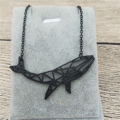 

New Origami Whale Necklace Trendy Style Origami Whale Pendant Necklace Women Fashion Ocean Jewellery Geometric Jewellery