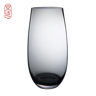 

JZAO Nordic simple glass vase rich bamboo lily flower arrangement hydroponic dried flower table living room decoration large smoke gray