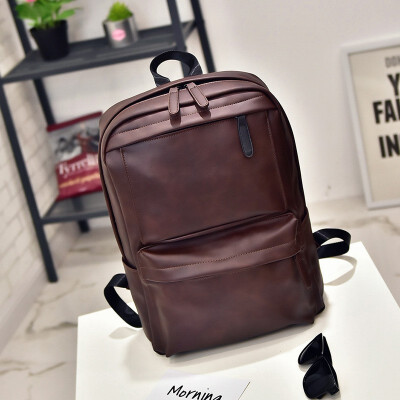 

fashion New pu leather backpack pocket transverse rucksack travel laptop backpack schoolbag for male&middle school students