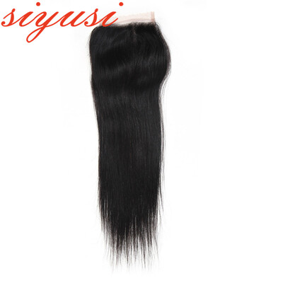 

Brazilian Virgin Hair Closure Straight 10 bundles Braziian Human Hair Lace Closure Cheap 44 Human Hair Lace Closure Siyusi Hair