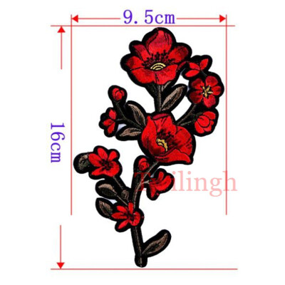 

1 Piece Plum Blossom Flower Patches Iron on 3D Embroidered Patch Red Rose Applique Sew On DIY Repair Accessories Clothes Patches