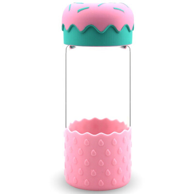 

【Jingdong Supermarket】 Beisi Si glass glass creative donuts with lid heat-resistant cup pink BASS6031