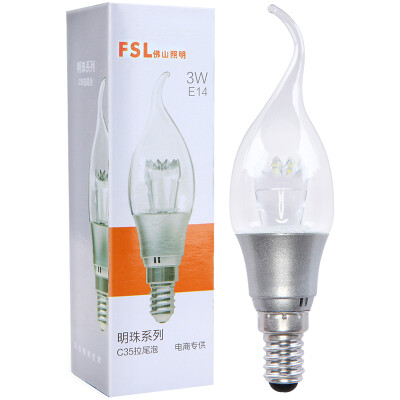 

Jingdong Supermarket] Foshan Lighting (FSL) LED wax tail bubble crystal bulb E14 small screw warm white 3000K 3W pull tail bubble beads silver