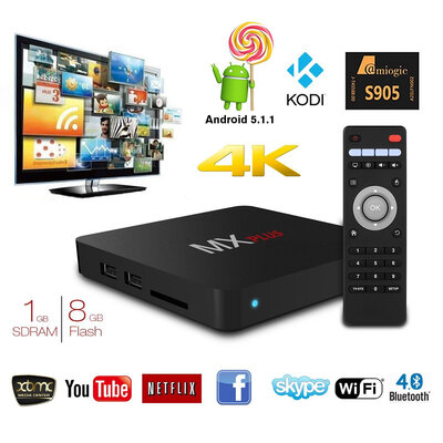 

MX Plus Amlogic S905 Smart TV Box 4K Android 511 Quad Core 1G8G WIFI DLNA Streaming Tv Box