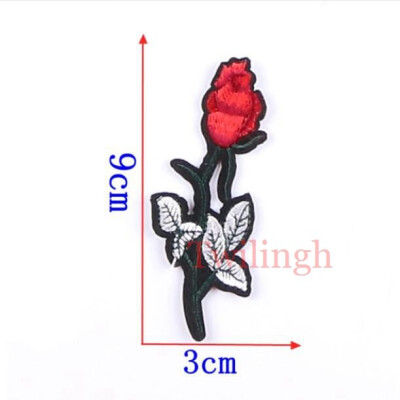 

1 Pcs Top New Brand Patches Bird Red Rose Flower Embroidered Patch DIY Iron On Sew On Fabric Repair Clothing For Wedding Patches