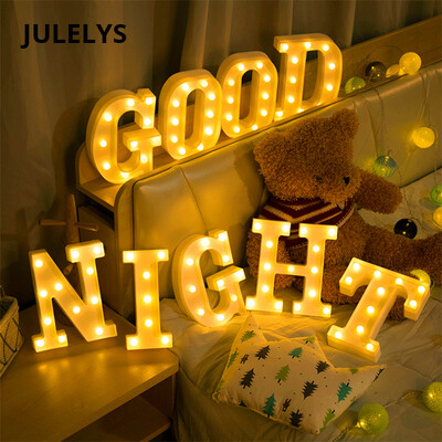 

JULELYS 26 Letters 10 Numbers AA Battery Decorative White LED Night Light Alphabet Lamp For Birthday Wedding Party Xmas Bedroom