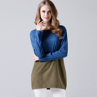 

BURDULLY 2018 Spring Elegant Patchwork Dress Women Long Sleeve Mini O-neck Casual Dresses Ladies Loose Robe Femme Grande Taille