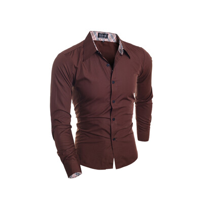 

Zogaa New Men Shirt Patchwork Color Matching Korean