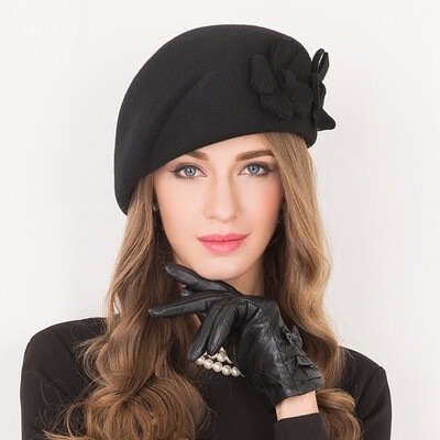 

New Women Winter Sweet Elegant Hat Lady Europe&United States Party Cap Joker Wool Hat England Youth Leisure Cap B-4810