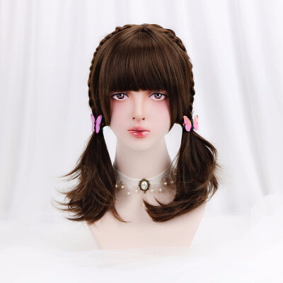 

18 Lolita Wig With Bangs Brown Long Natural Wave Synthetic Hair Custom Party Daily Wigs For Women Heat Resistant Cosplay Wig