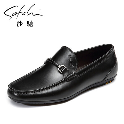 

Shachi leather comfortable set of business casual mens shoes 65780218Z black 43