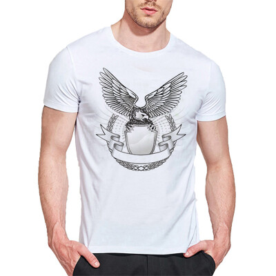 

Mens O Round Neck Casual Short Sleeves Fashion Cotton T-Shirts Flying Eagle Digital Print