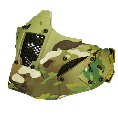 

Tactical Airsoft Paintball Half Face Mask Protective CS Game Mask for Helmet connector Military Army Metal Steel Mesh Adjustable