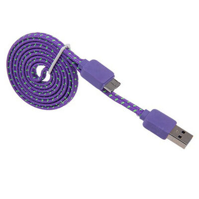 

Braided Flat Cable Micro USB 30 Data Sync Charging Cord For Samsung Galaxy Note 3 N9000 S5