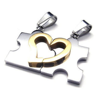 

Hpolw Fashion Romantic Mens&Womens Stainless Steel Couples Pendant heart-shaped Jewellery Necklace SetChristmas present