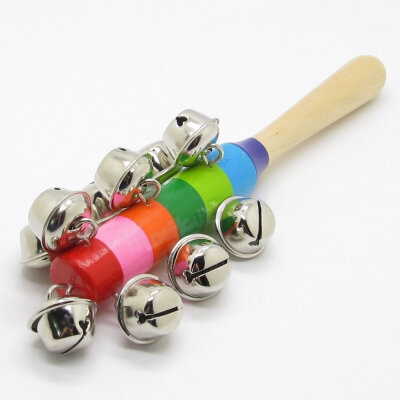 

Yixiukeji Rainbow Wooden Jingle Hand Metal Bells Cradle Music Shake Toys For Baby