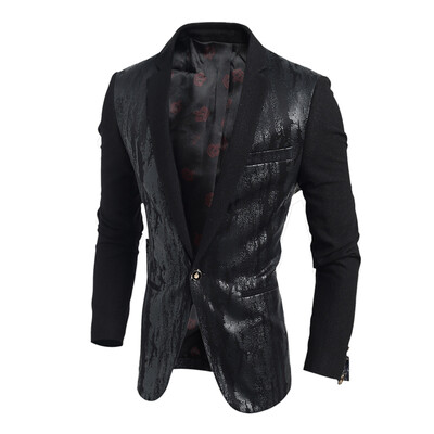 

Zogaa New Mens Suit Fashion Leather Casual Slim