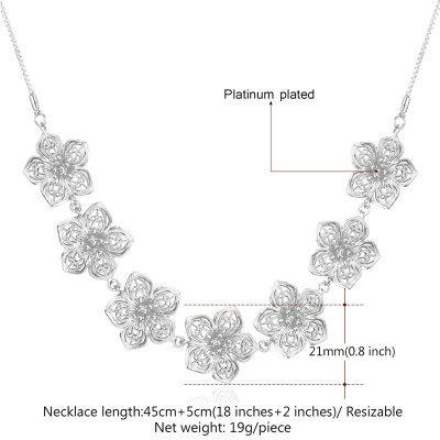

Big Flowers Fashion Necklace For Women Platinum Plated Link Chain Romantic Party Chunky Flower Necklace Women